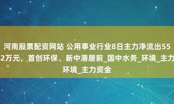 河南股票配资网站 公用事业行业8日主力净流出5587.42万元，首创环保、新中港居前_国中水务_环境_主力资金